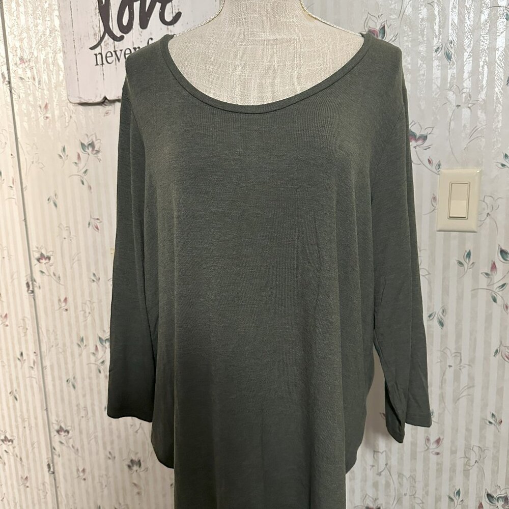 Cato 18/20W Heather Green 3/4 length sleeve Tee